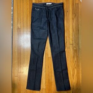 Tory Burch Mid-Rise Straight Leg Dark Denim Jean
